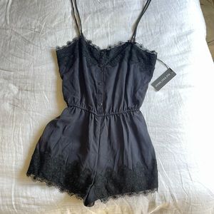 Stone Cold Fox Black/Navy Lace Romper